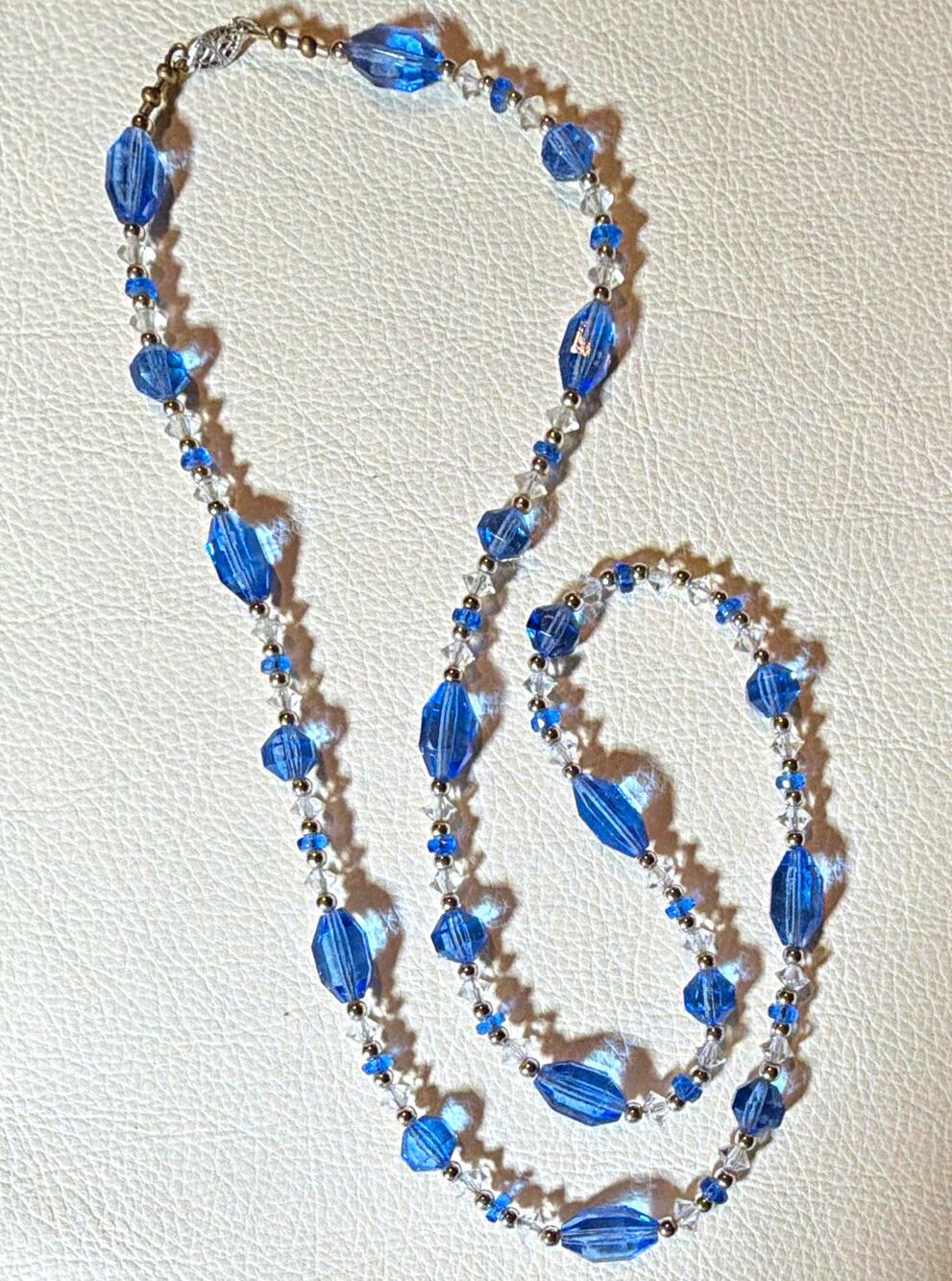 Vintage ART Deco Czech Glass cornflower blue necklace